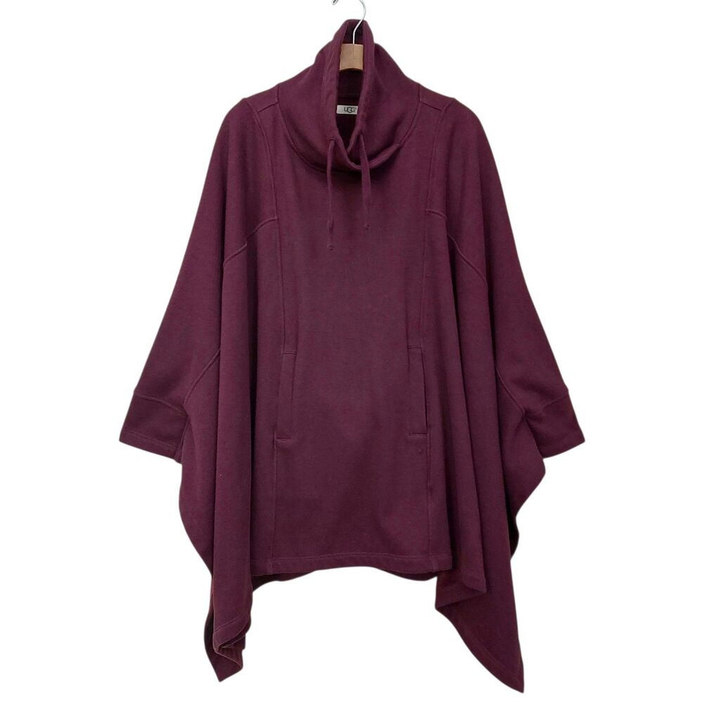 UGG Charlynne Poncho Womens M/L Burgundy Funnel Neck Cozy Travel Winter Soft
